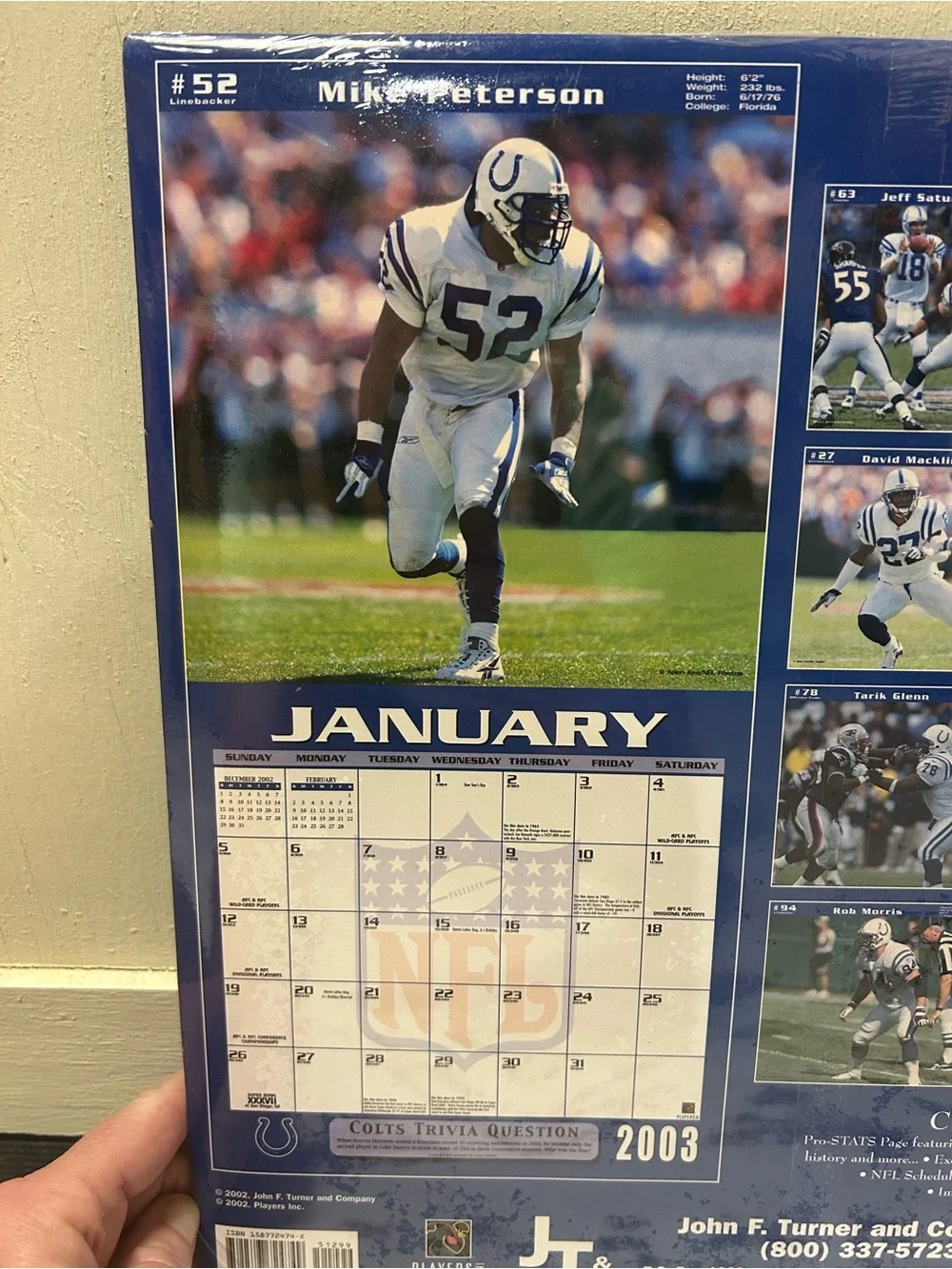 Vintage 2003 Indianapolis Colts NFL Team Calendar Sealed Peyton Manning